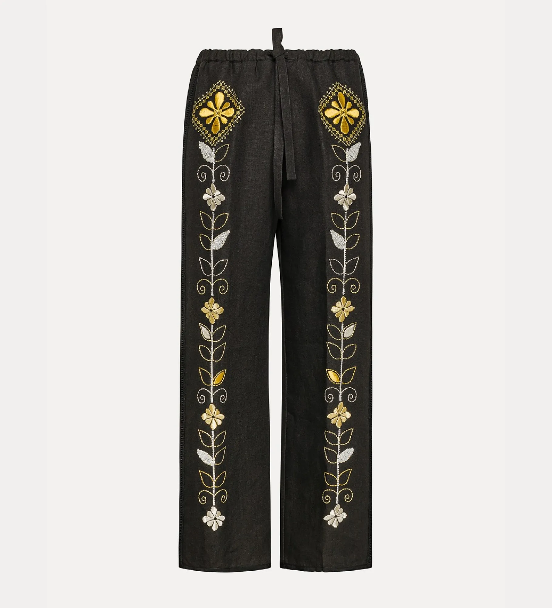 forte_forte Pantalons^pantalon en lin avec cordon coulissant pour femme noir