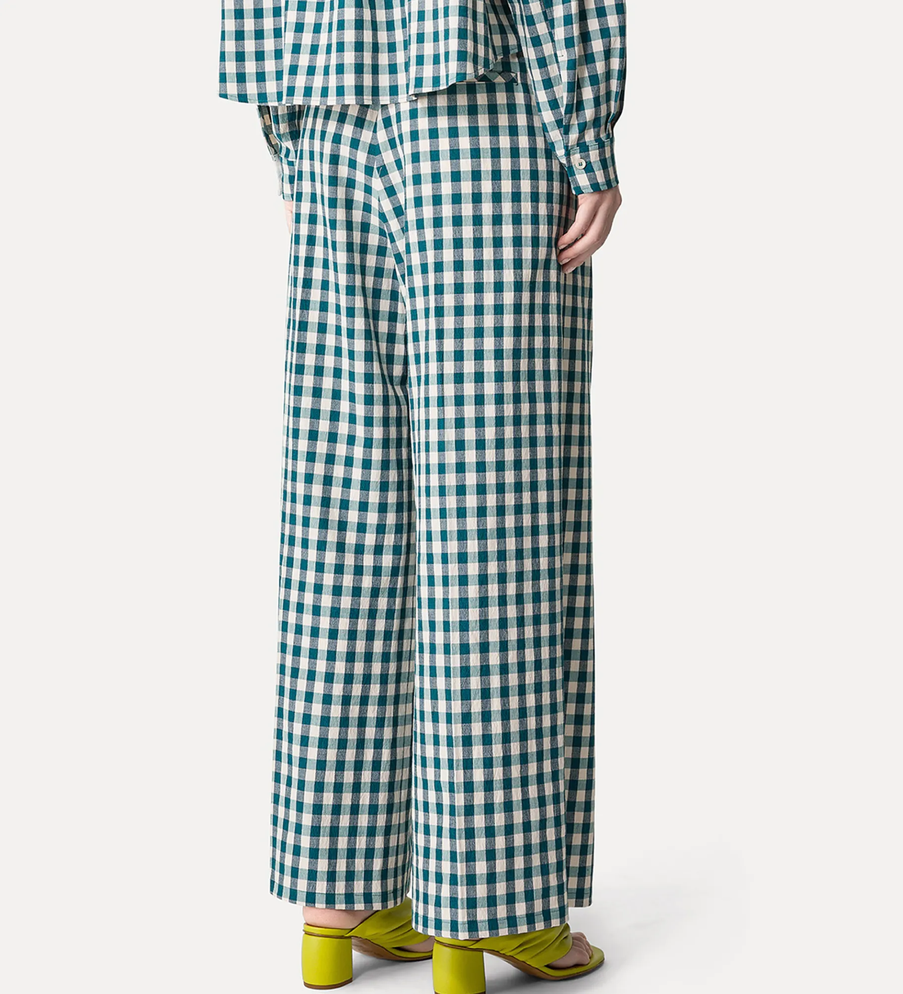 forte_forte Pantalons^pantalon palazzo en vichy bleu paon peacock