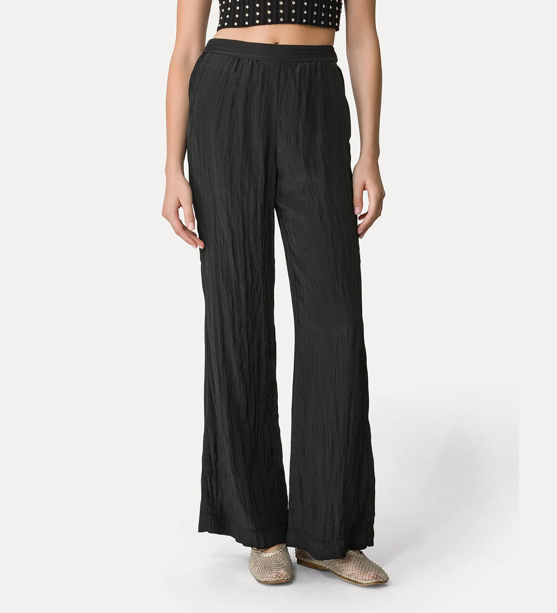 forte_forte Pantalons^pantalon évasé en satin noir
