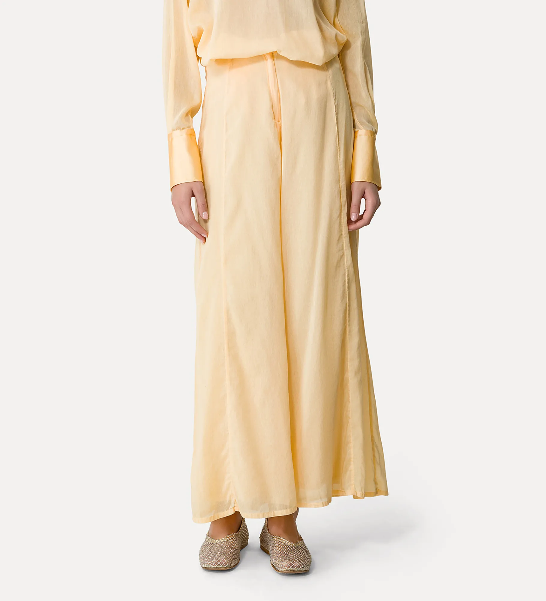 forte_forte Pantalons^pantalon évasé en voile de coton et soie sole