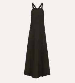 forte_forte Robes^robe à fines bretelles en lin noir
