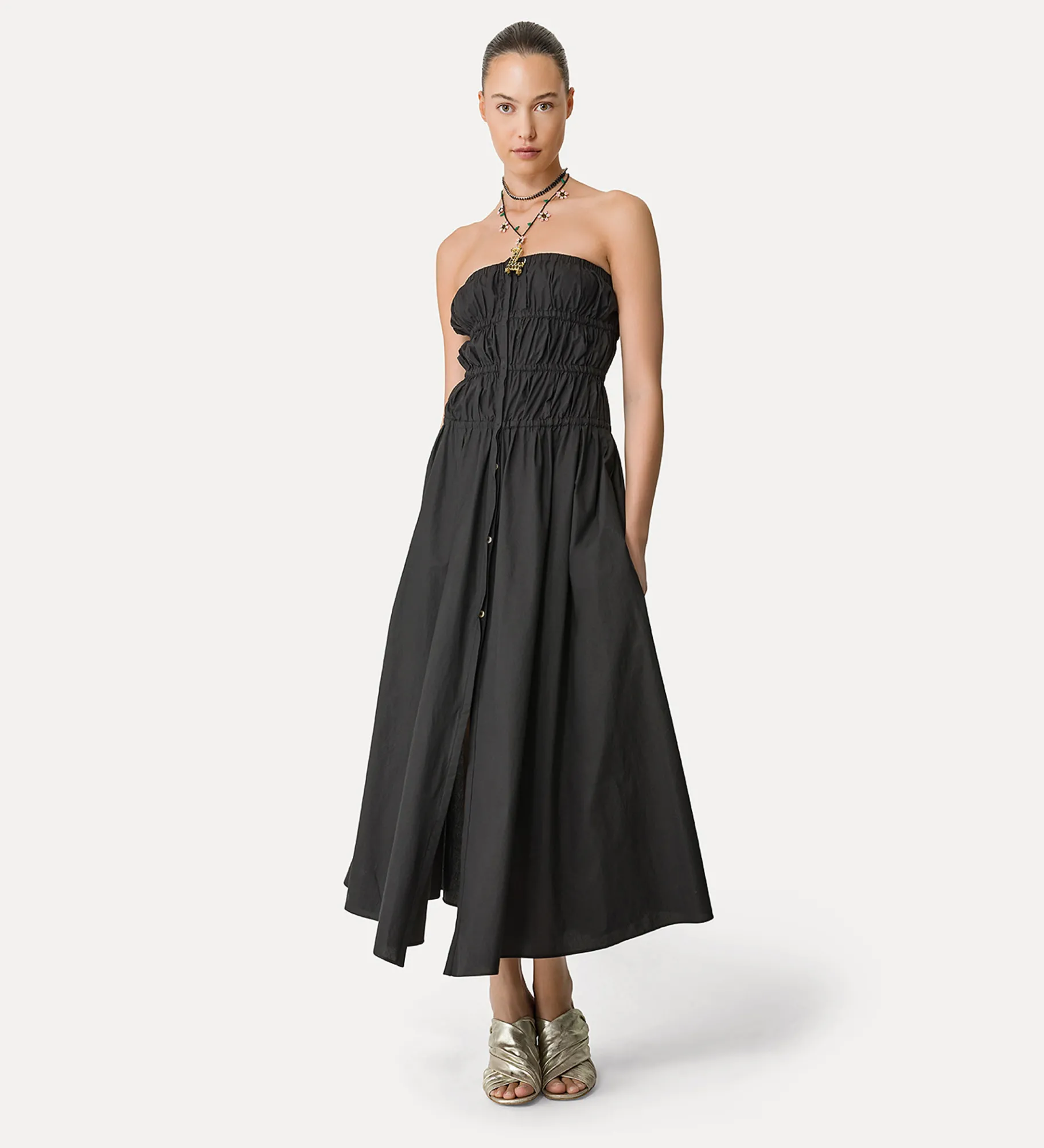 forte_forte Robes^robe bustier en popeline nero