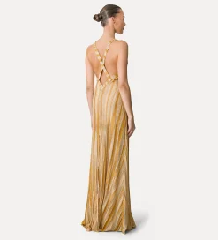 forte_forte Robes^robe longue à col carré en jersey lurex gold