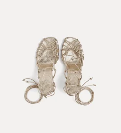 forte_forte Chaussures^sandales à haut talon en veau craquelé platino
