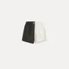 forte_forte Pantalons^short en lin pour femme color block noir