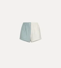 forte_forte Pantalons^short en lin pour femme color block acqua