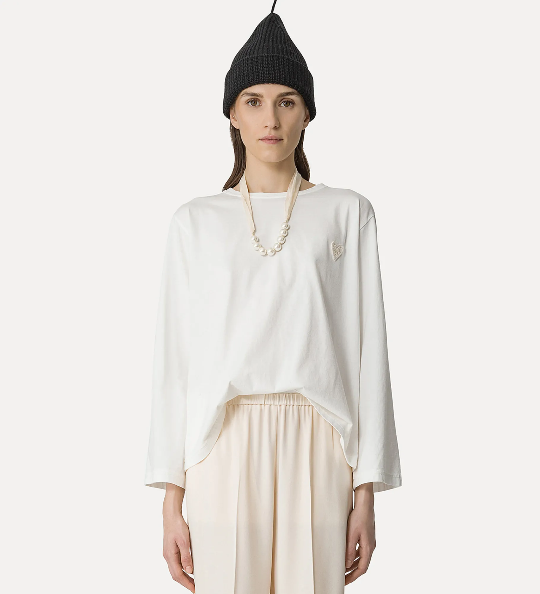 forte_forte Hauts^t–shirt essential en jersey de coton biologique bianco