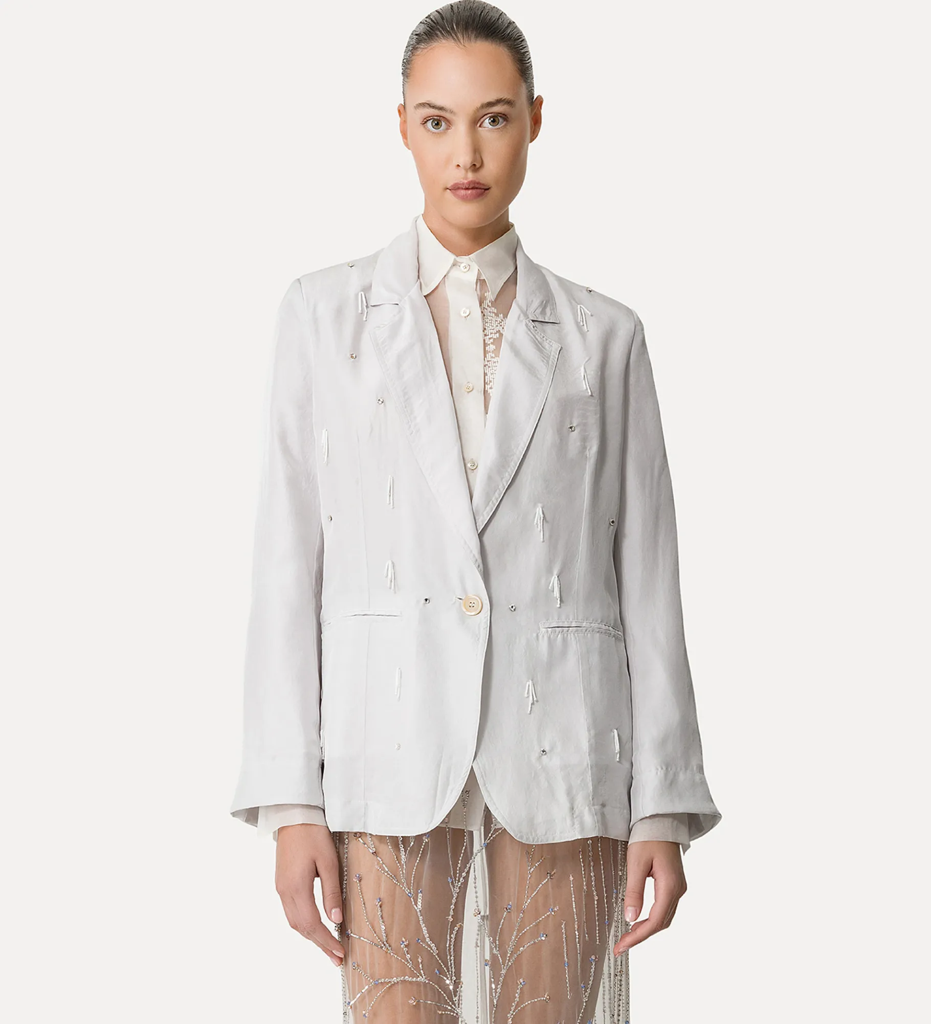 forte_forte Vestes^veste en soie habotai avec petites perles madreperla