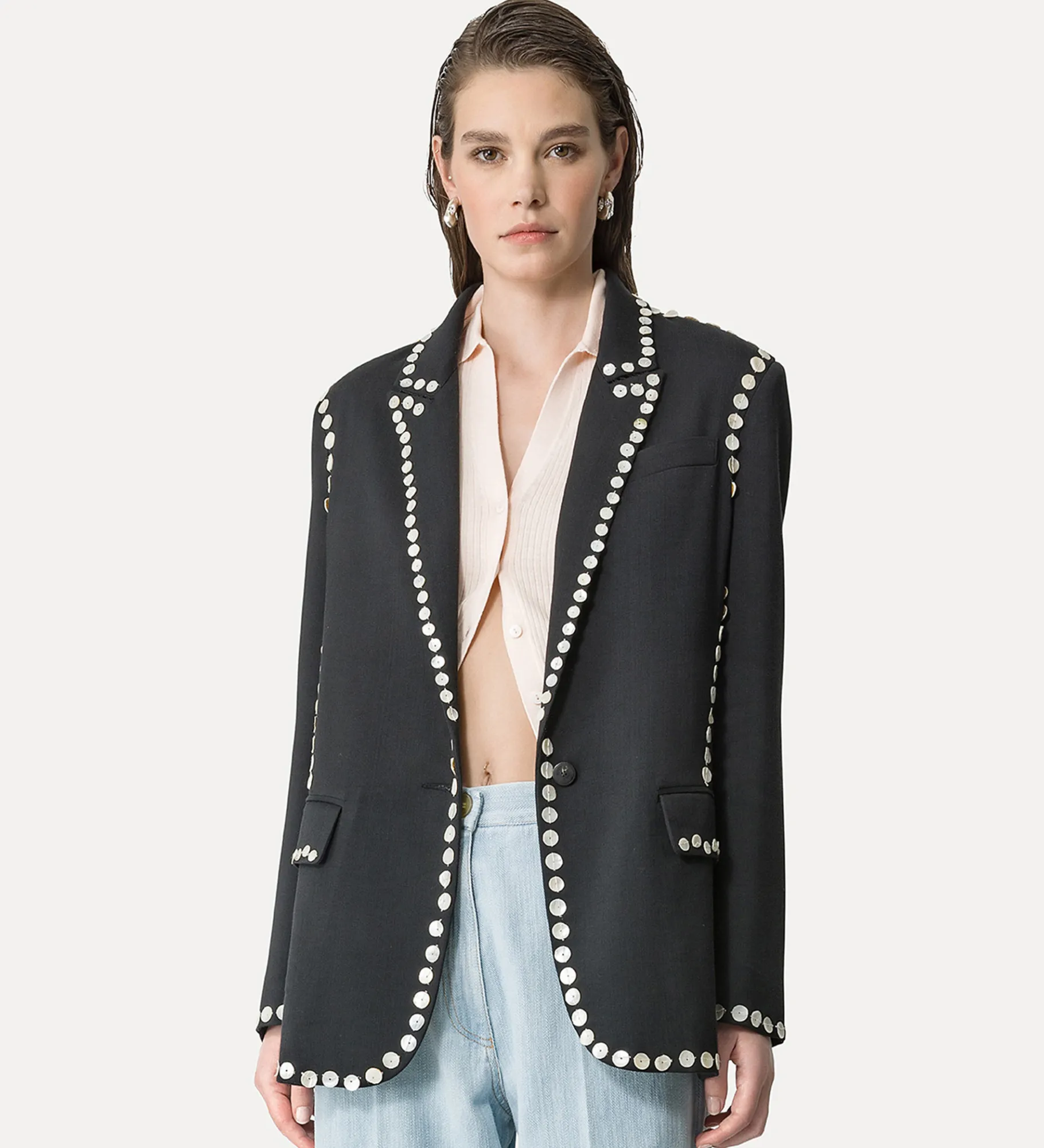 forte_forte Vestes^veste en viscose et laine noire abisso
