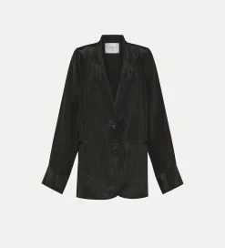 forte_forte Vestes^veste oversize pour femme en satin noir