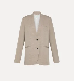 forte_forte Vestes^veste sans col en lin mélangé dune