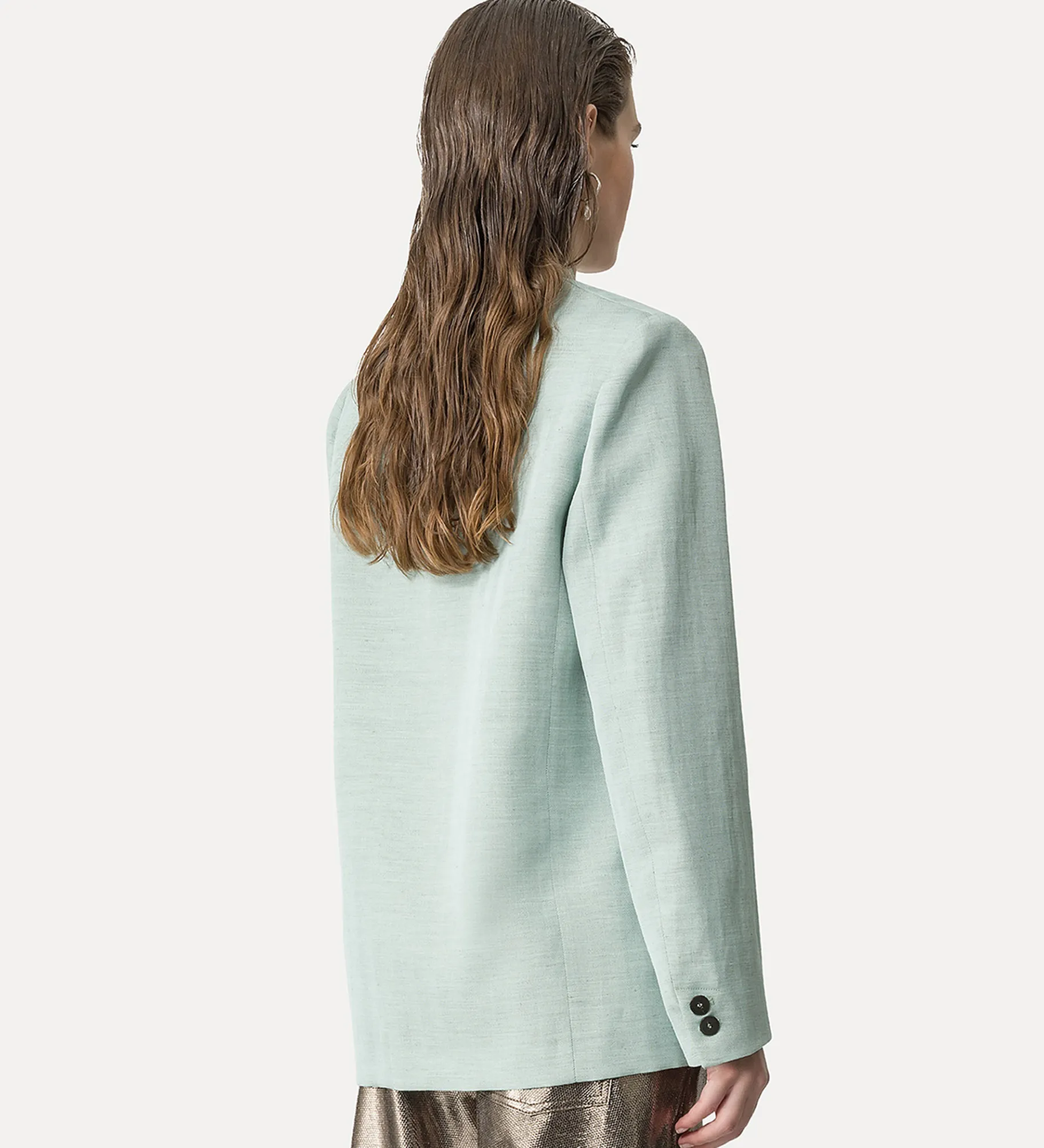 forte_forte Vestes^veste sans col en lin mélangé bleu ciel breeze